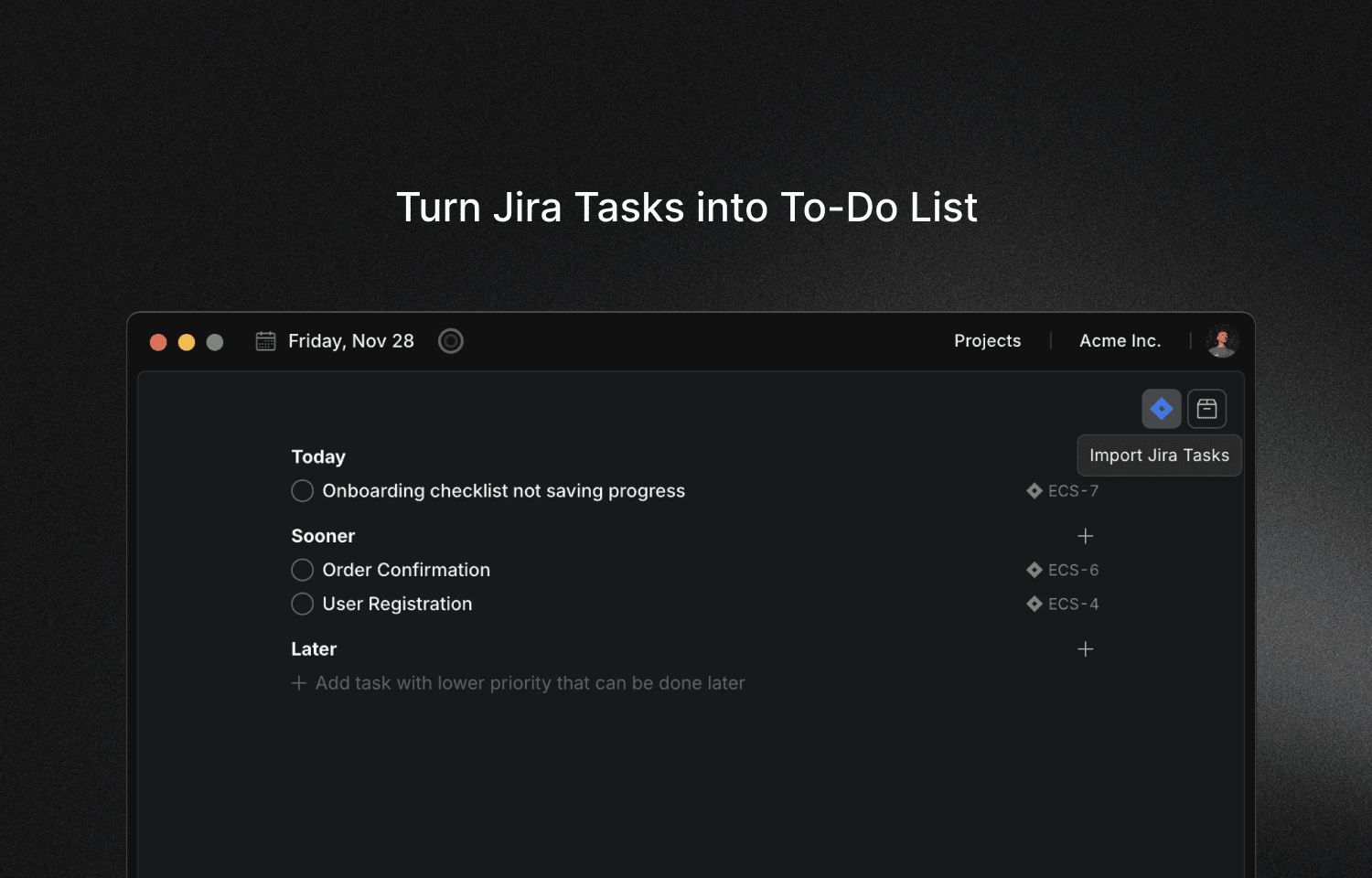 Import Jira issues into Locu to focus and track time